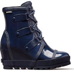 Sorel Joan of Arctic‎ Rain Wedge Rain Boots Waterproof Navy Blue Rubber 8.5 lady